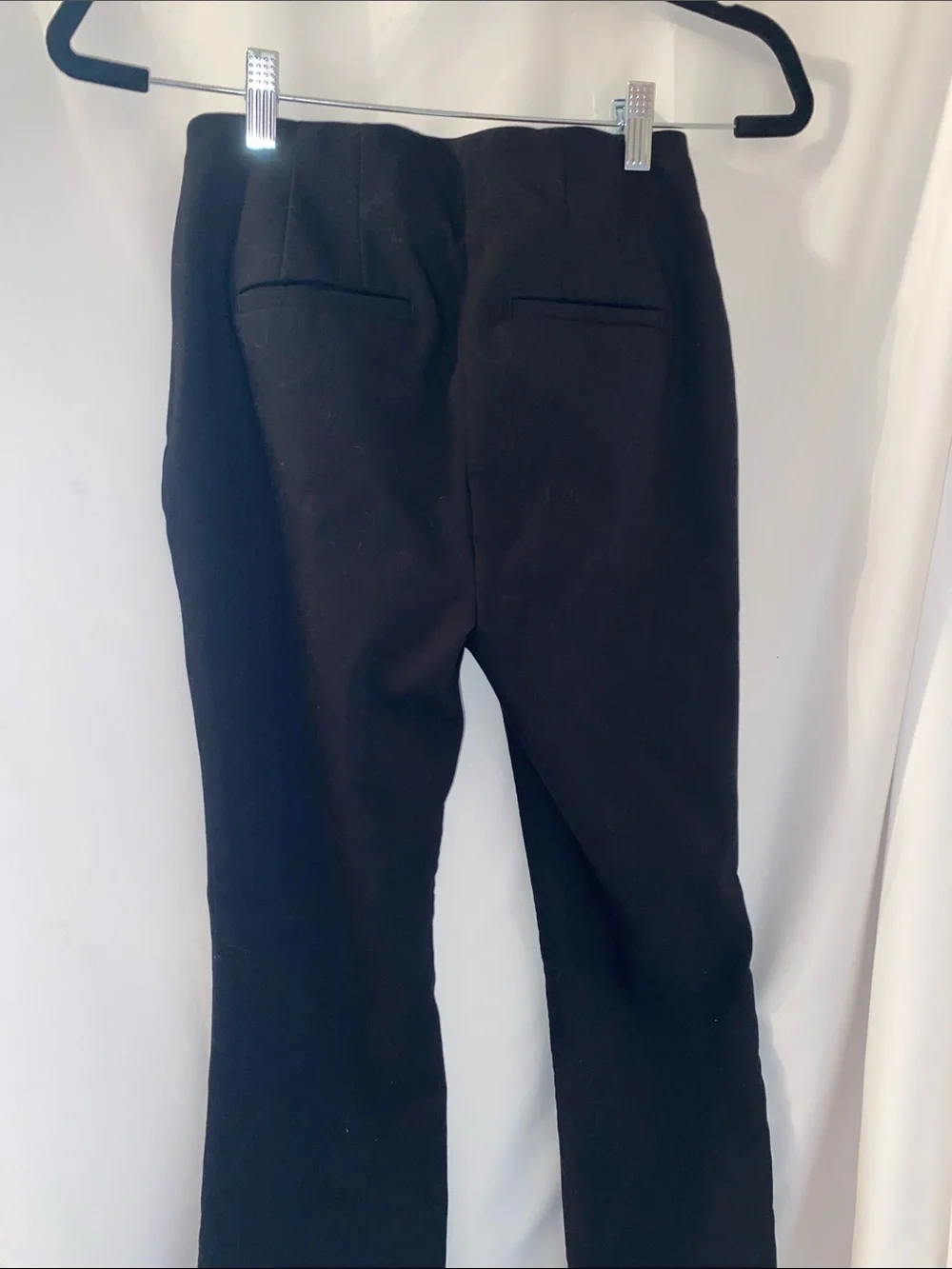 LOFT Petite Black Kick Crop Pants 4P Side Zip Pull On Office Stretch Ankle